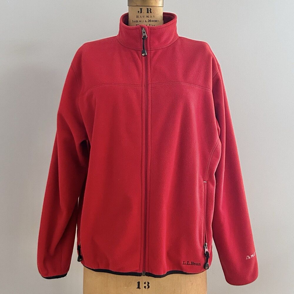 L.L.Bean Women’s Red Full Zip Fleece Jacket Polartec ProTek Outdoor L